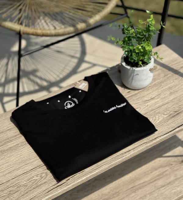 Tshirt Noir Broderie écriture Blanc